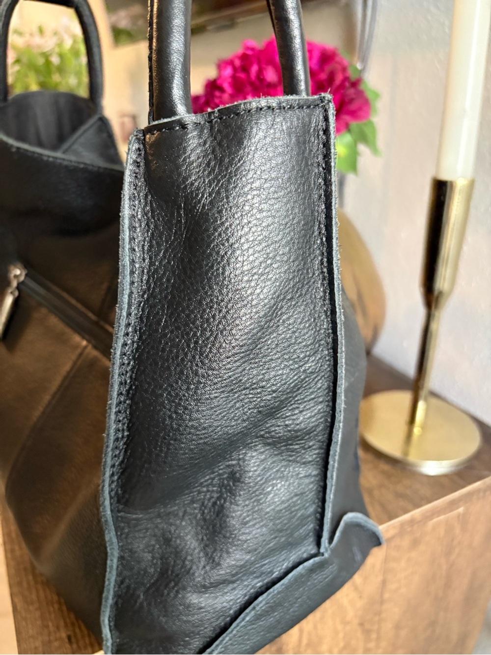 The Sak Los Feliz Black Leather Medium Slouchy Tote Shoulder Bag - Picture 8 of 12